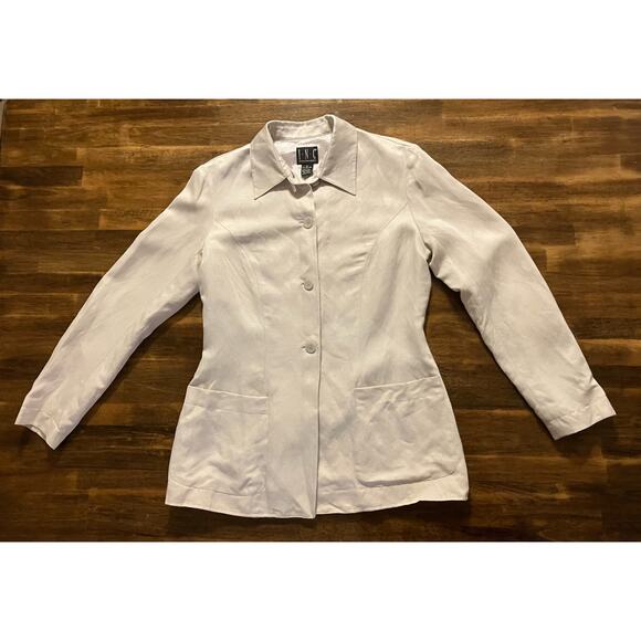 INC Women's 8 Blazer Jacket Linen Silk Button Front Collared Summer Workwear - Picture 3 of 9